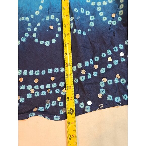 Handmade Blue boho‎ midi skirt adjustable tie waist mirror sequins One Size New - Picture 12 of 15